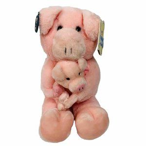 Dakin Mama And Piglet Stuffed Animal Pink Pig Medallion New Tag 1986 Rare 314060